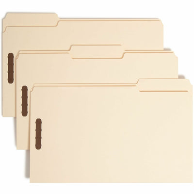 Smead 1/3 Tab Cut Legal Recycled Fastener Folder, Manila, 8 1/2" Width x 14" Length, 50 / Box, SMD19600