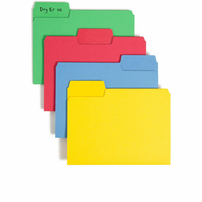 Smead SuperTab 1/3 Tab Cut Letter Recycled Top Tab File Folder, Yellow, 8 1/2" Width x 11" Length, 24 / Pack, SMD10480