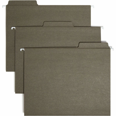 Smead FasTab 1/3 Tab Cut Letter Recycled Hanging Folder, Standard Green, 8 1/2" Width x 11" Length, 20 / Box, SMD64037