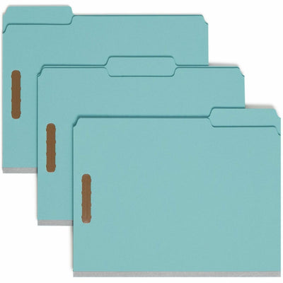Smead 1/3 Tab Cut Letter Recycled Fastener Folder, Blue, 8 1/2" Width x 11" Length, 25 / Box, SMD15001