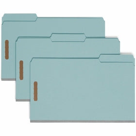 Smead 1/3 Tab Cut Legal Recycled Fastener Folder, Blue, 9 1/2" Width x 14 5/8" Length, 25 / Box, SMD20001