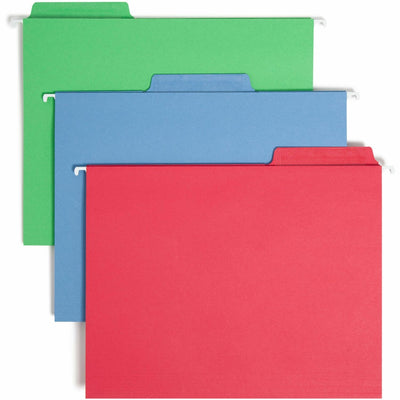 Smead FasTab 1/3 Tab Cut Letter Recycled Hanging Folder, Red, 8 1/2" Width x 11" Length, 18 / Box — view 1