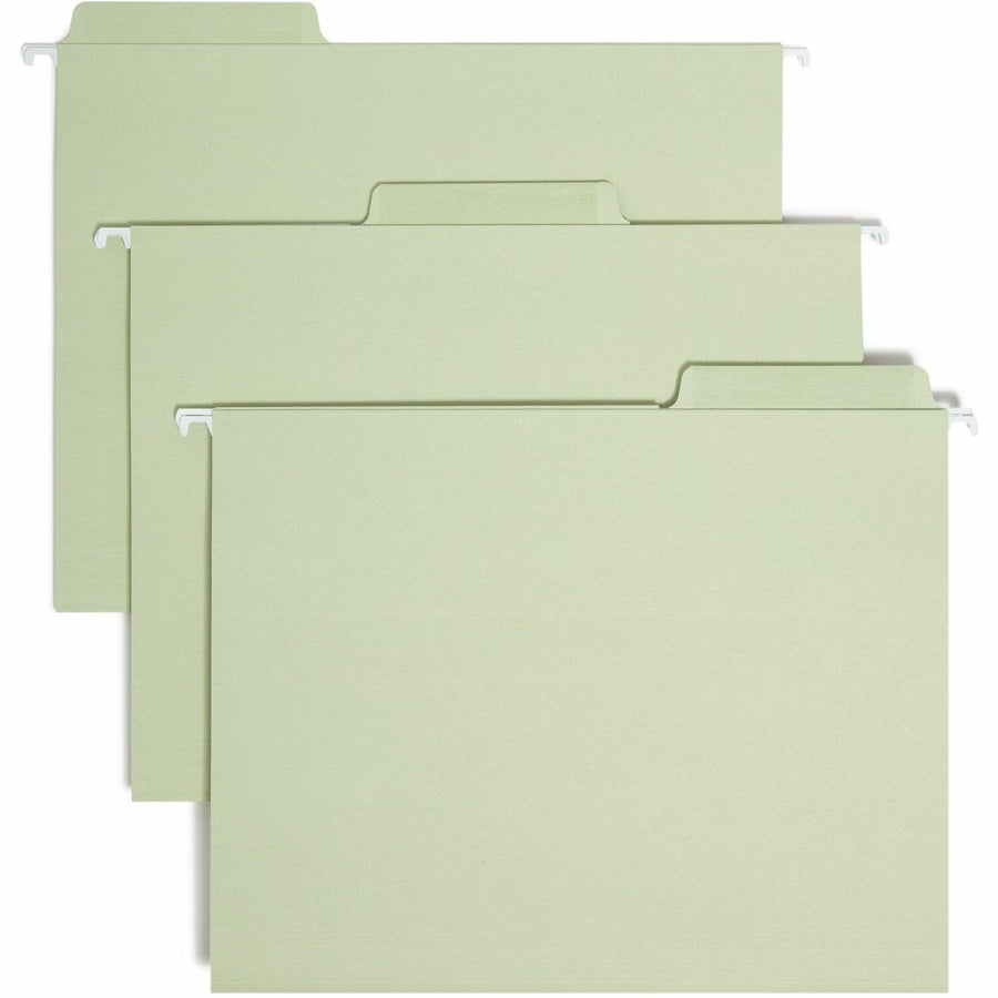 Smead FasTab Hanging Folder, 11.75" x 10", Moss, 1/3, Assorted, Dye-free, 20 / Box, SMD64032