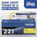 Brother TN221Y Original Standard Yield Laser Toner Cartridge - Yellow -, BRTTN221Y