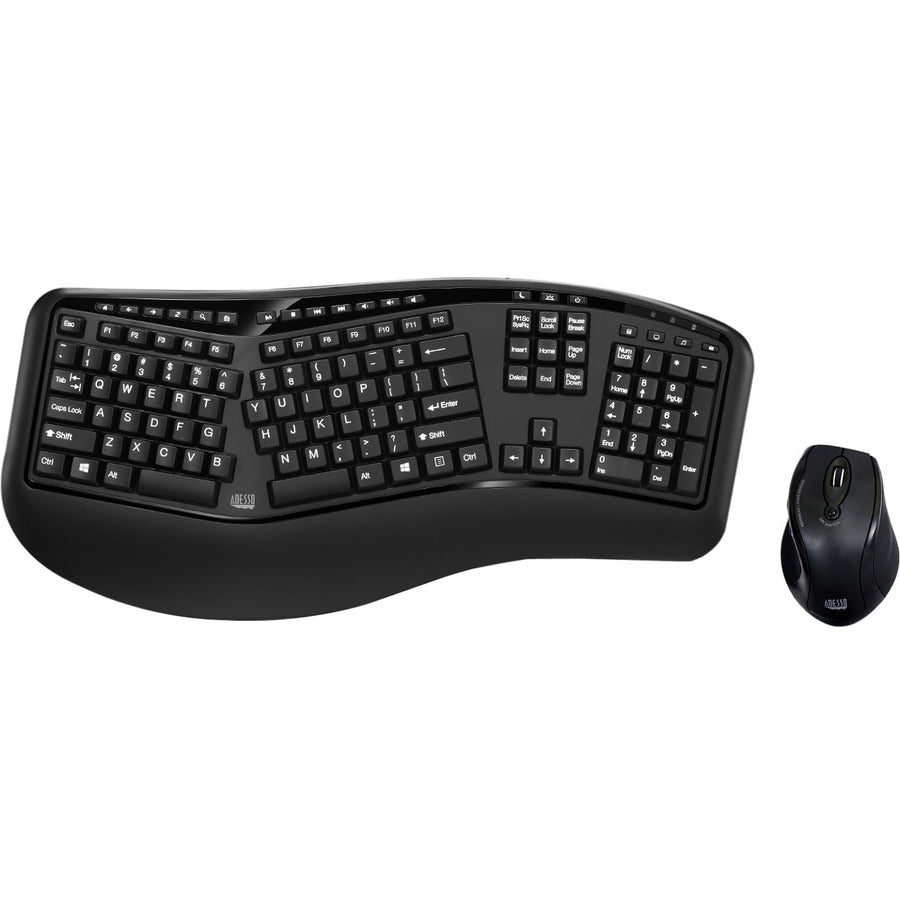 Adesso Wireless Ergonomic Keyboard and Laser Mouse, /CT — view 1
