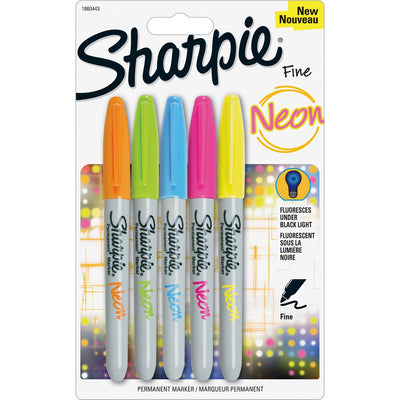 Newell Sharpie Fine Neon Permanent Markers, 5 / Set, SAN1860443