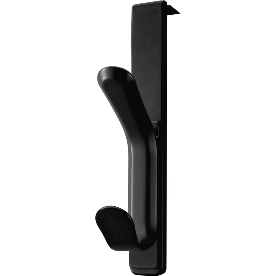 Lorell Over-the-panel Double Coat Hook, Black, Plastic, LLR80665