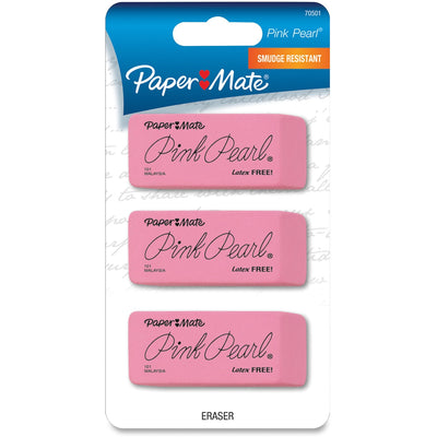 Newell Paper Mate Pink Pearl Eraser, 3 / Pack, PAP70501