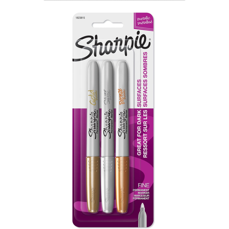 Sharpie Metallic Fine Point Permanent Marker, Bronze, Durable Tip, 3 / Set, SAN1823815