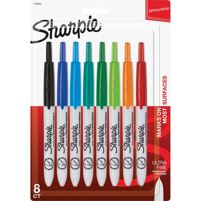 Newell Sharpie Retractable Ultra Fine Point Permanent Marker, 8 / Set, SAN1742025
