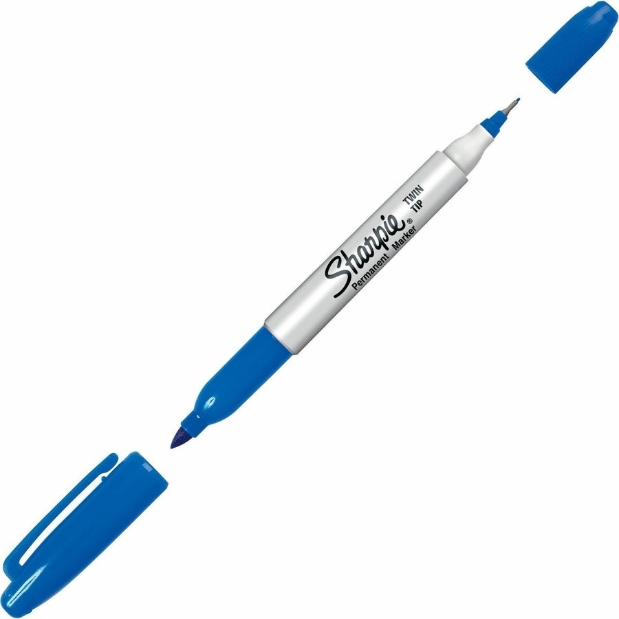 Sharpie Twin Tip Permanent Marker, Blue, Dual Tip, 1 Dozen, SAN32003