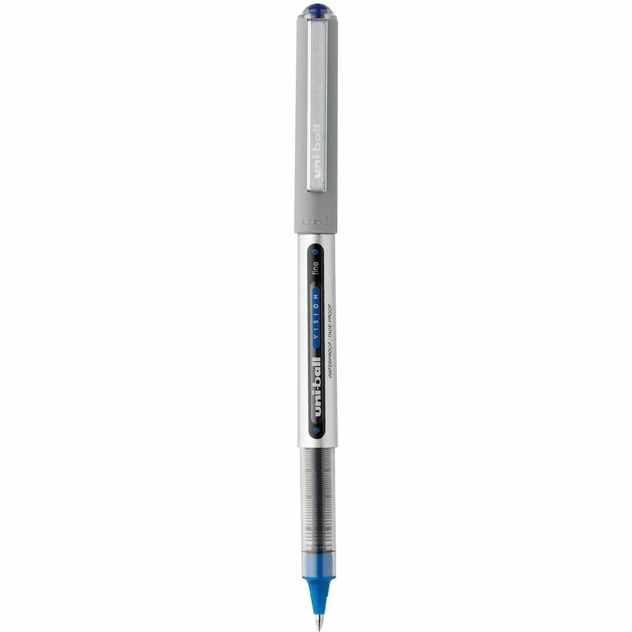 uniball™ Vision Rollerball Pens, Blue, Clip Cap, 1 Dozen, UBC60134