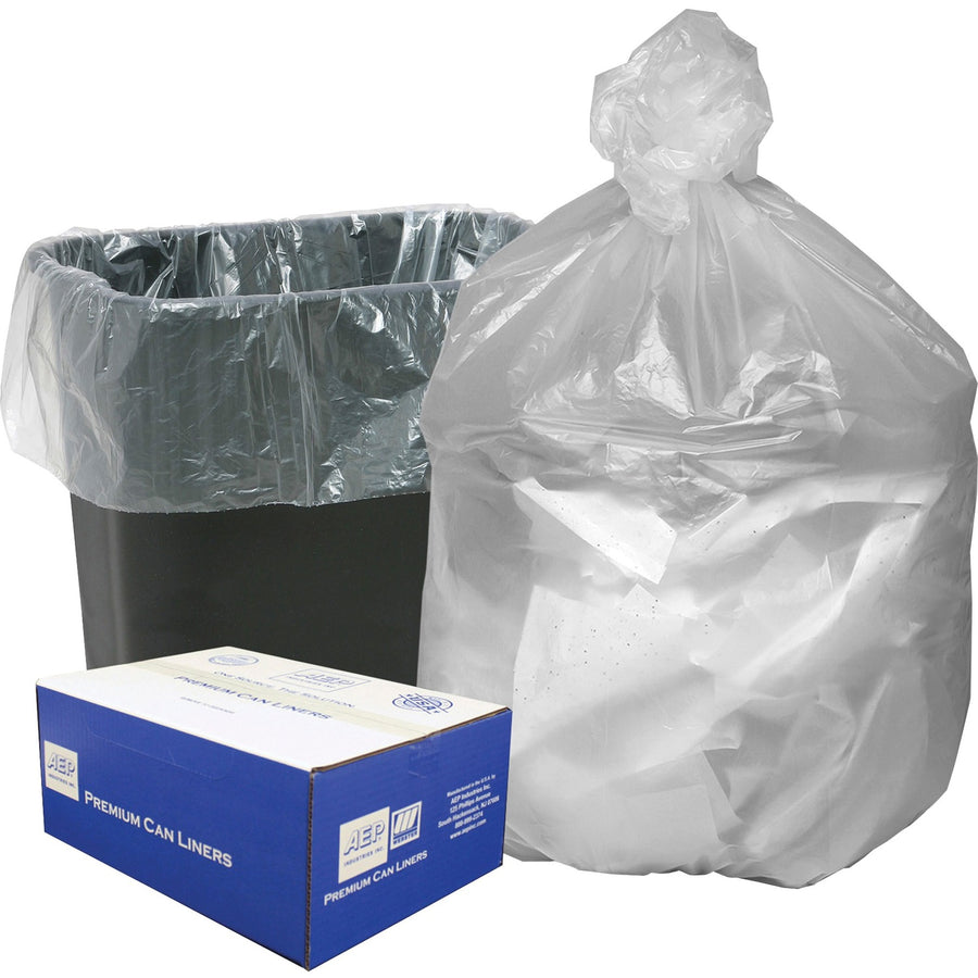 Berry High Density Commercial Can Liners, Small, Natural, Resin, 10 gal, Medium Duty, 1000 / Carton, WBIHD24248N