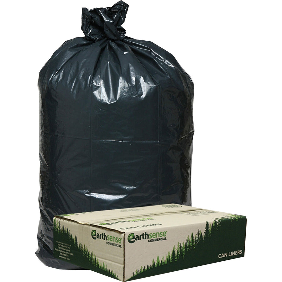Berry Low Density Recycled Can Liners, Medium, Black, Resin, 33 gal, Star Bottom Seal, 80 / Carton, WBIRNW1TL80