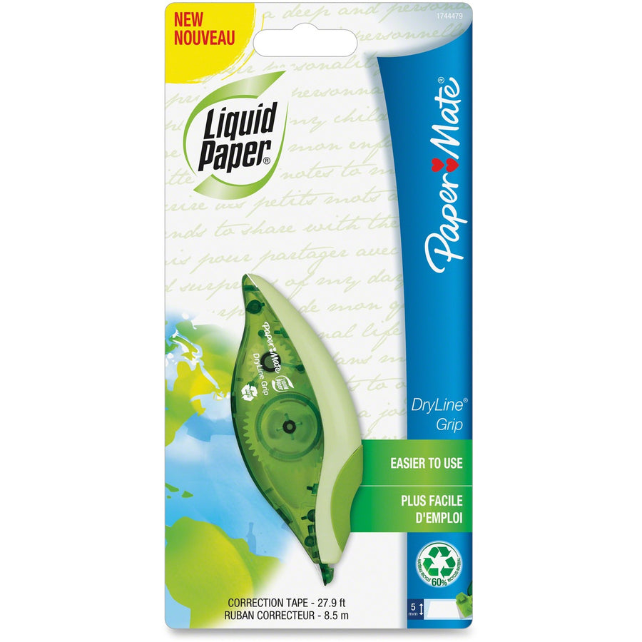 Paper Mate DryLine Grip Correction Film, Green, 0.20", 27.90 ft, PAP1744479