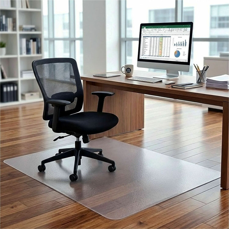 Lorell Big & Tall Chairmat, Clear, Polycarbonate, Slip Resistant, LLR69707