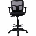 Lorell Ratchet Back Mesh Mid-Back Stool, Black, LLR86801