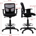 Lorell Ratchet Back Mesh Mid-Back Stool, Black, LLR86801