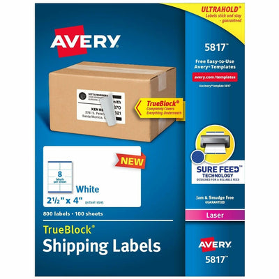 Avery Printable Shipping Labels, 2.5" x 4", 800 Labels ), White, 800 / Box — view 1