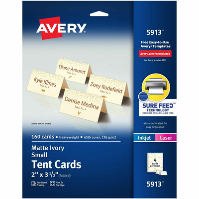 Avery Sure Feed Tent Cards, Ivory, 8 1/2" x 11", 160 Pack — view 1