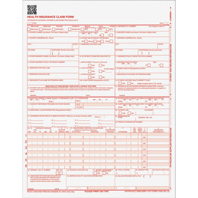 TOPS CMS-1500 Laser Printer Forms, White, 500 / Pack, TOP50126RV