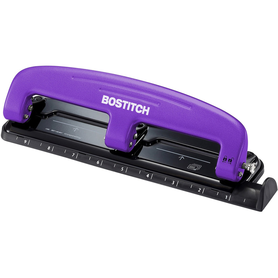 Amax Bostitch EZ Squeeze 12 Three-Hole Punch, Black, 4EA/CT — view 1