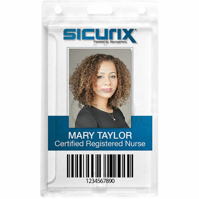 Baumgartens SICURIX Badge Holder, Clear, 25 / Pack, BAU68140