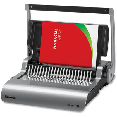 Fellowes Quasar+ 500 Comb Binding Machine w/ Starter Kit, Black, FEL5227201
