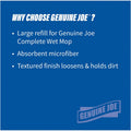 Genuine Joe Microfiber Wet Mophead Refill, Blue, GJO47540