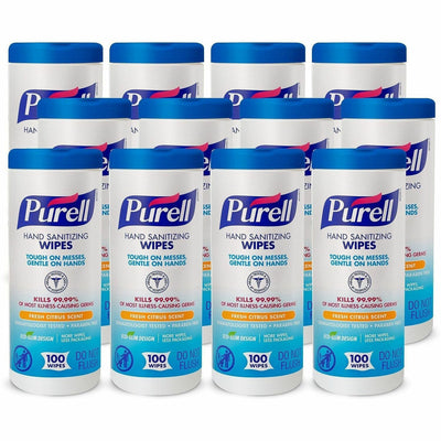 Gojo PURELL Sanitizing Wipes, White, 12 / Carton, GOJ911112CT