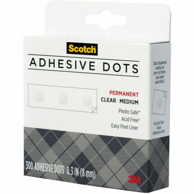3M Scotch Adhesive Dots, Clear, 1 Box, MMM010300M