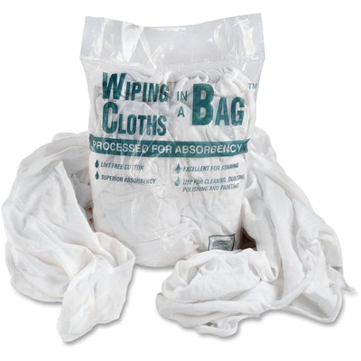 Office Snax Bag A Rags Cotton Wiping Cloths, White, 1 Bag, OFX00070