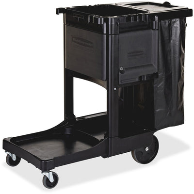 Rubbermaid Commercial Executive Janitor Cleaning Cart, Black, RCP1861430