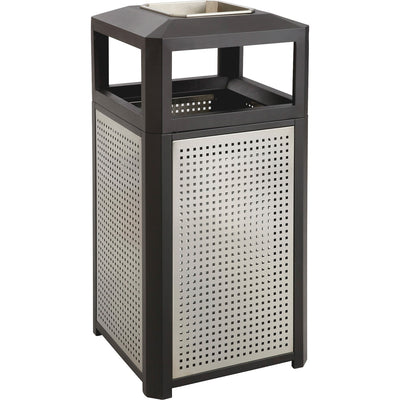 Safco Evos Series Steel Trash Can, Gray, 38 gal, SAF9935BL