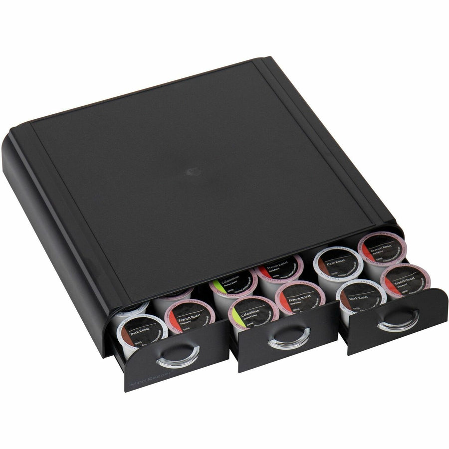 Mind Reader EMS Mind 3-drawer Coffee Pod Organizer, Anchor, 13.25" x 13.50", Heat Resistant, EMSTRY3PC-BLK