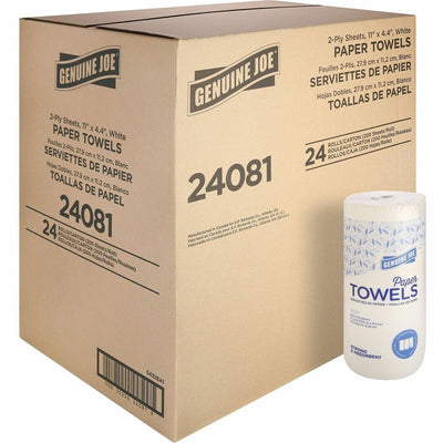 Genuine Joe Kitchen Roll Flexible Size Towels, White, 24 / Carton, GJO24081