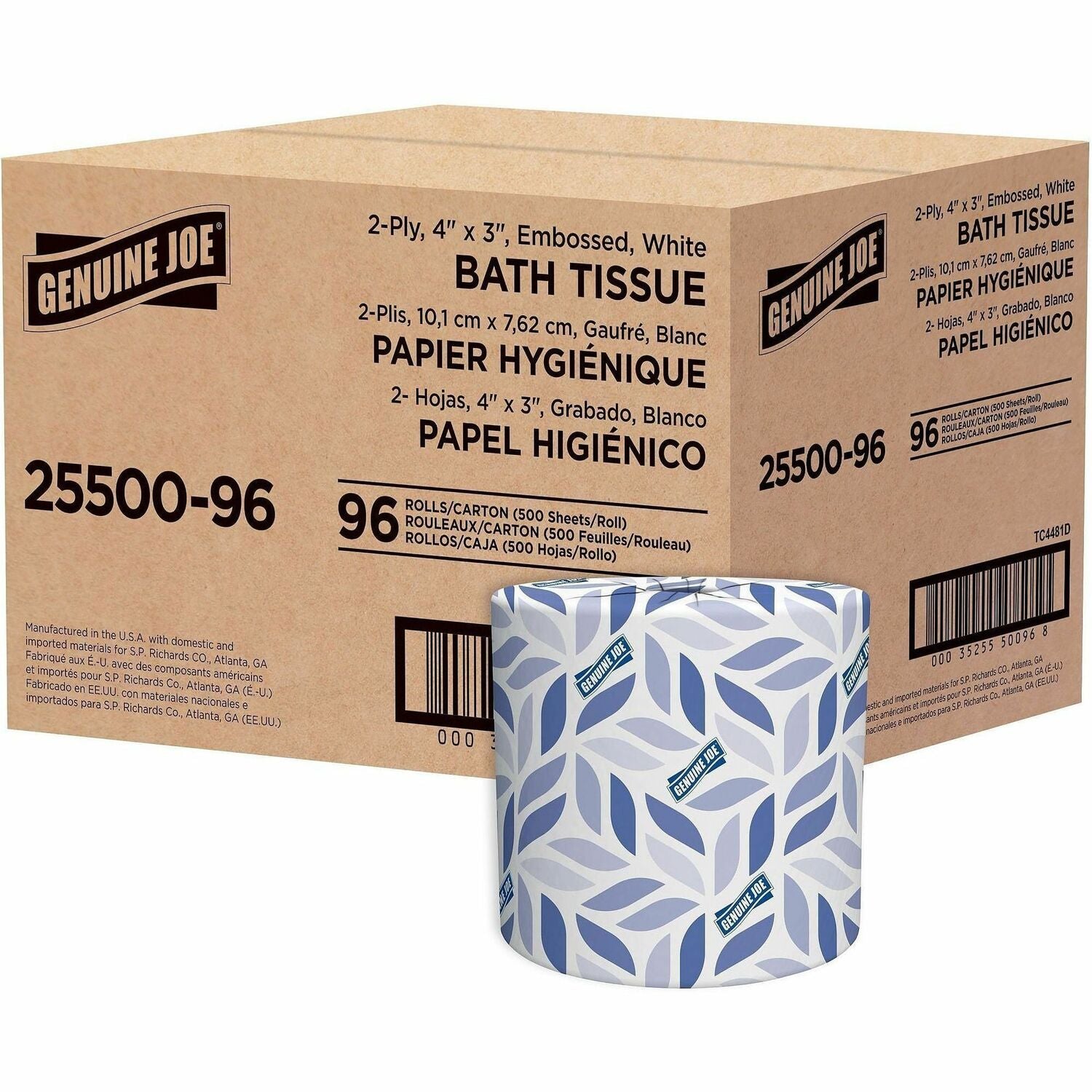 Genuine Joe 2-ply Standard Bath Tissue Rolls, 1 Carton