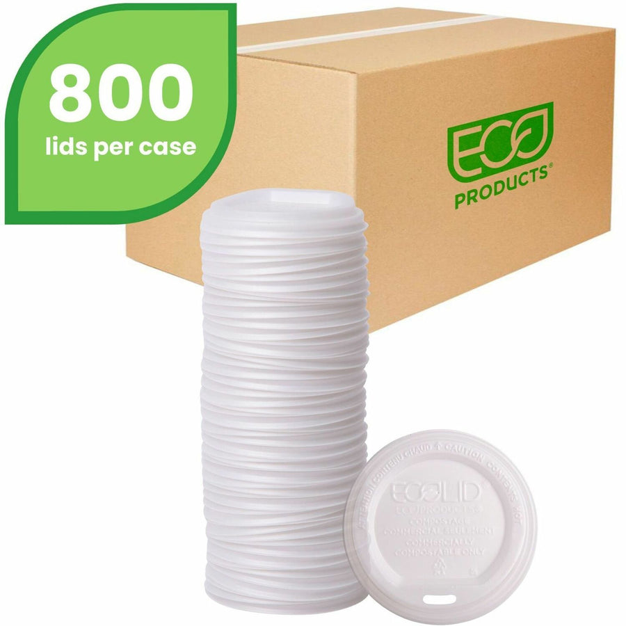 Eco-Products Renewable EcoLid Hot Cup Lids, White, Polylactic Acid (PLA), Heat Resistant, 16 / Carton, ECOEP-ECOLID-W