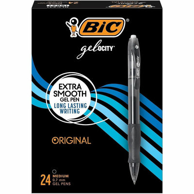 BIC Gel Retractable Pens, 24 / Box, BICRLC241BK