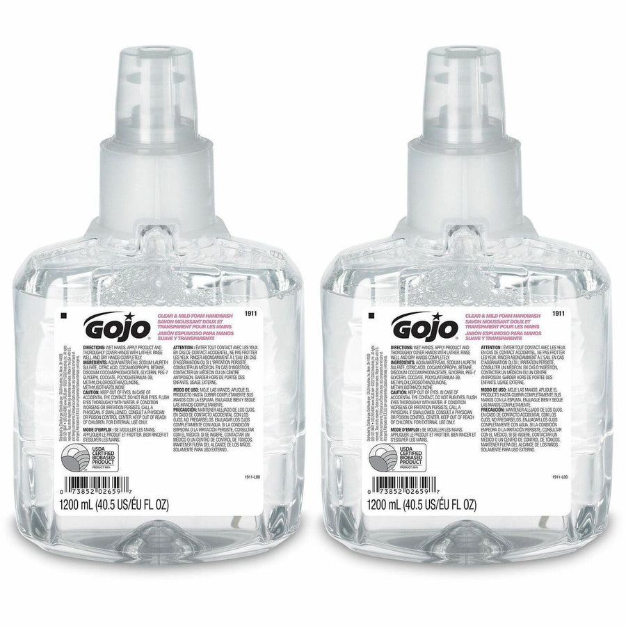 Gojo® LTX-12 Clear Mild Foam Handwash Refill, Eco-friendly, 2 / Carton, GOJ191102CT