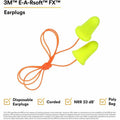 3M E-A-R soft FX Corded Earplugs, Yellow, 1 Box, MMM3121260
