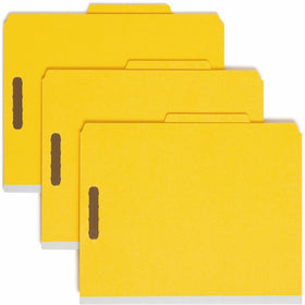 Smead 2/5 Tab Cut Letter Recycled Classification Folder, Yellow, 8 1/2" Width x 11" Length, 10 / Box, SMD14064