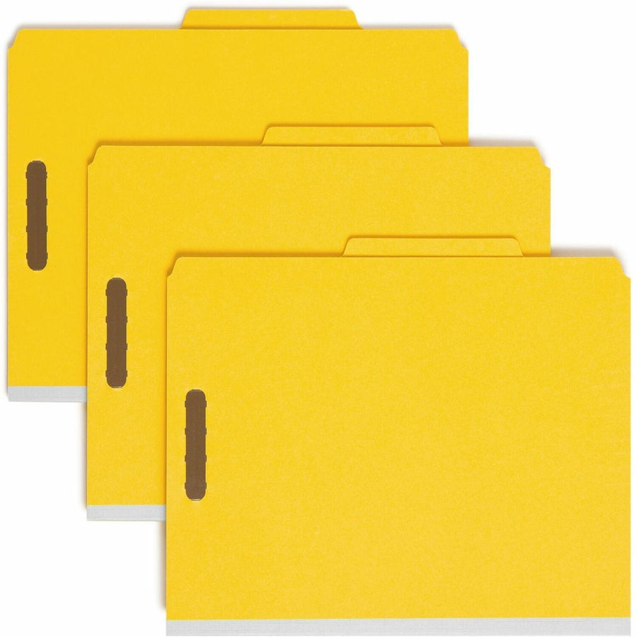 Smead 100% Recycled Pressboard Classification File Folder, 11.75" x 10", Yellow, 2/5, Right of Center, 10 / Box, SMD14064