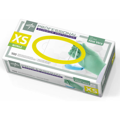 Medline Professional Series Aloetouch Gloves, Green, 100 / Box, MIIPRO31760