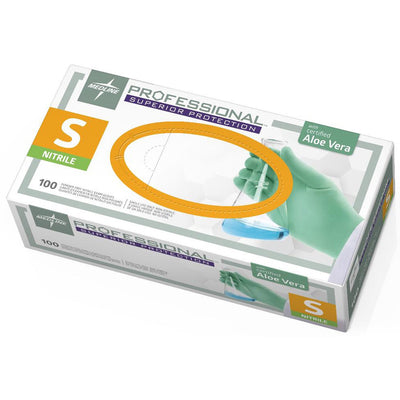Medline Professional Series Aloetouch Gloves, Green, 100 / Box, MIIPRO31761