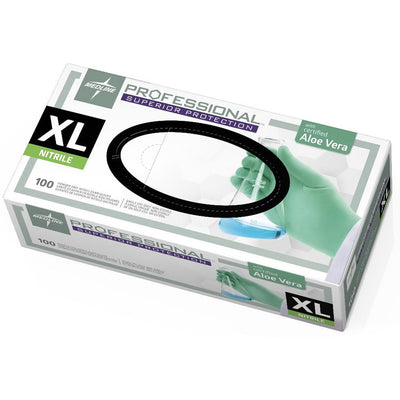 Medline Professional Series Aloetouch Gloves, Green, 100 / Box, MIIPRO31764