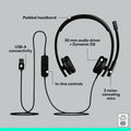 Logitech USB Headset Stereo H570e, Black, 1, LOG981000574