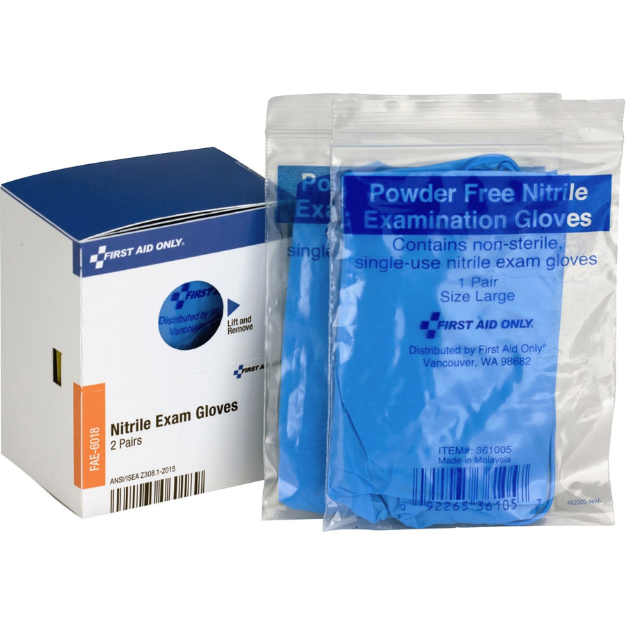 First Aid Only SmartCompliance Refill Nitrile Gloves, Small, Clear, Latex-Free, 2 / Box, FAOFAE6018
