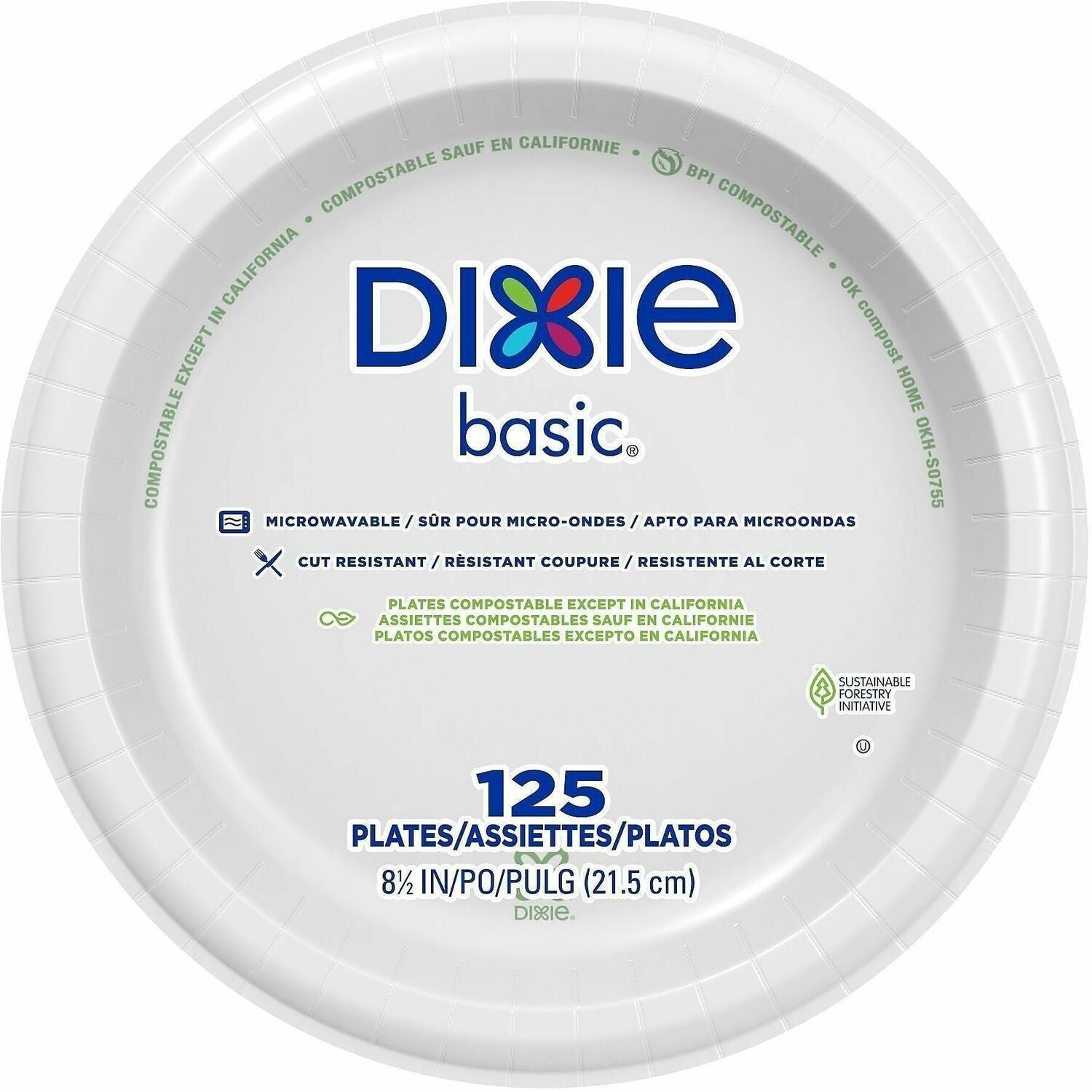 Dixie Basic® 8-1/2" Lightweight Paper Plates by GP Pro, 1 Pack