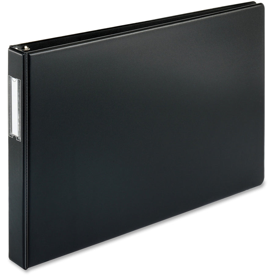 Business Source Tabloid-size Round Ring Reference Binder, Black, 11" Width x 17" Length, 6EA/CT — view 1